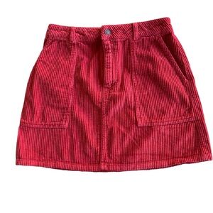 Abercrombie & Fitch Cherry Red Corduroy Mini Skirt